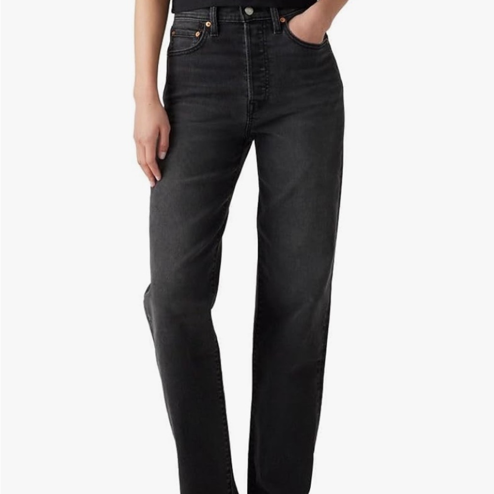 Levi's Women's Ribcage Straight Full Length Jeans Black